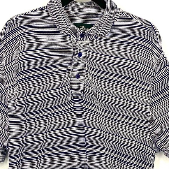 RODD & GUNN Sports Fit Polo Shirt XL Short Sleeves Navy Striped Linen/Cotton - Picture 5 of 5